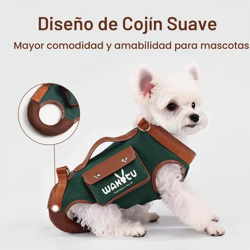 Vista 7 de Wakytu Arnés de elevación para perro, arnés VES ajustable para perro, correa ajustable para perro con bolsa pequeña para golosinas para cachorros