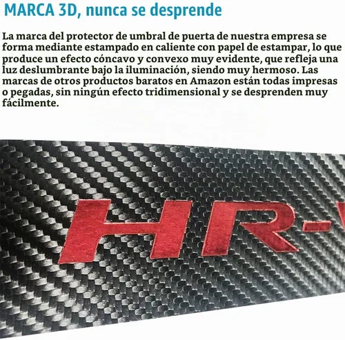 Vista 6 de LEXLEY Protector de umbral de puerta de cuero estilo fibra de carbono para HRV HR-V 2023, 2024, 2025, 2026, 2027, protector de umbral de puerta