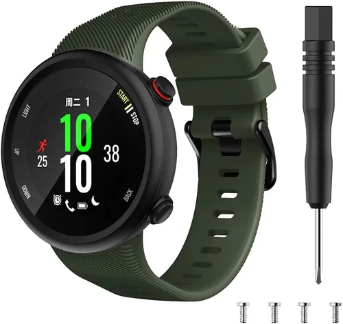 Vista 2 de REYDA Correa de silicona compatible con Garmin Swim 2/Forerunner 45, suave, flexible, transpirable, correa de reloj de silicona deportiva
