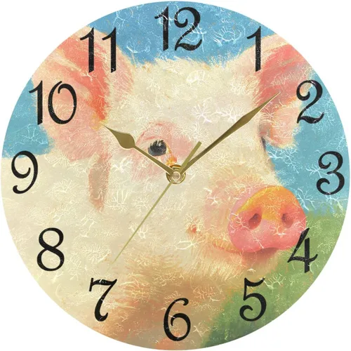 Vista 25 de Reloj de pared rústico retro con puerta de granero de madera, marrón, azul, funciona con pilas, silencioso, sin tictac, 10 pulgadas, reloj de mesa
