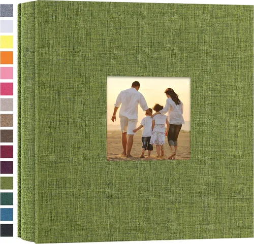 Vista 11 de potricher - Álbum de fotos pequeño para 100 fotos de 4 x 6 pulgadas, con portada de lino con foto, familiar, para bodas, aniversarios, bebés o Beige