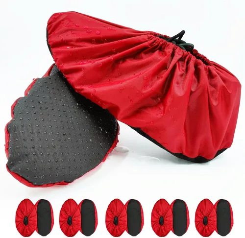 Vista 11 de 5 pares de cubiertas impermeables antideslizantes lavables reutilizables para botas, protectores para zapatos de interior (XL, fucsia)