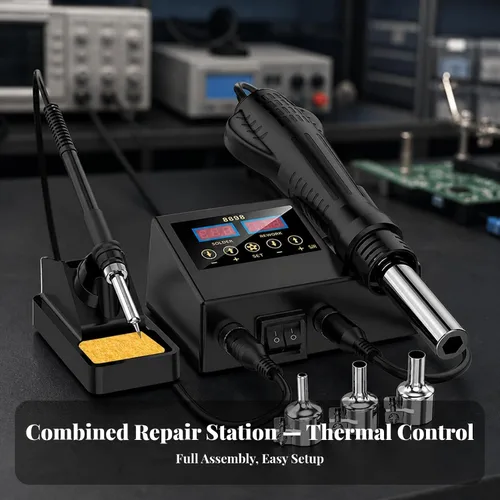 Vista 3 de Simhoa with Iron separate Temperature Controls, 2 in 1 Station, multifunctional, for Electronics Repair, Technicians