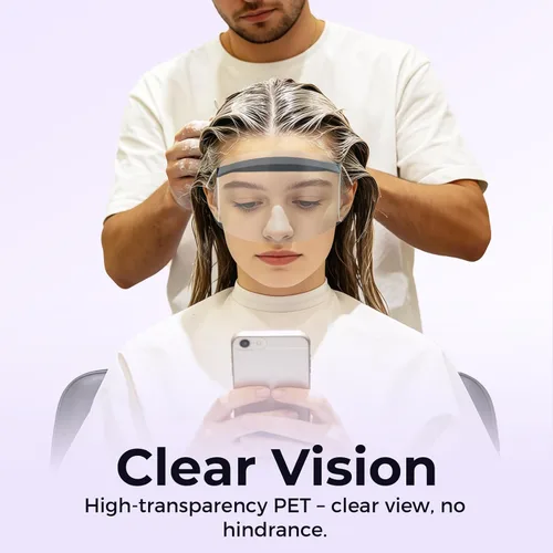 Vista 3 de Wokyo 200 protectores faciales desechables, de plástico transparente, protector para la frente, tinte para el cabello, corte, protección de ojos 200