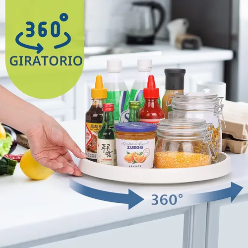 Vista 2 de Lazy Susan - Juego de 4 tocadiscos, organizador antideslizante de 10 pulgadas para gabinete, organización de despensa, almacenamiento de cocina