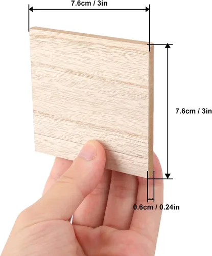 Vista 2 de Paquete de 60 bloques cuadrados de madera MDF sin terminar, bloques de madera de 3 x 3 pulgadas para manualidades, proyectos de bricolaje