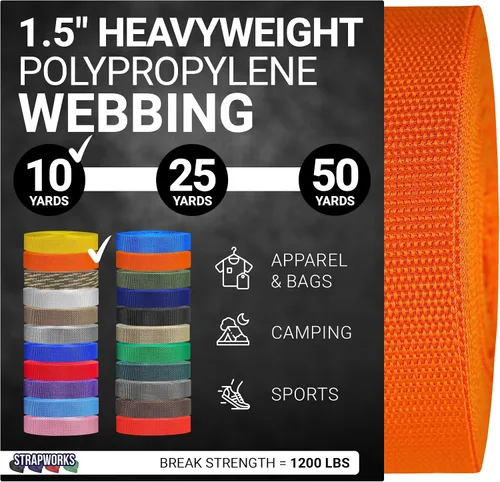 Vista 30 de Strapworks Heavyweight Polypropylene Webbing - Heavy Duty Poly Strapping for Outdoor DIY Gear Repair, 1.5 Inches