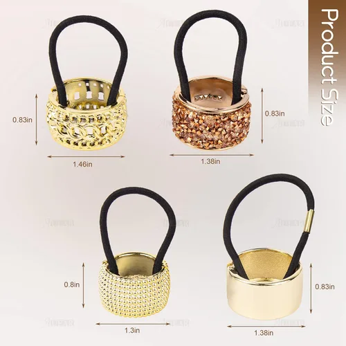 Vista 3 de AUEAR, Paquete de 8 soportes para cola de caballo con diamantes de imitación, puños góticos punk, elásticos para mujer, accesorios
