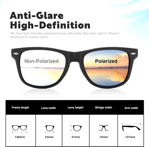 Vista 4 de DEMIKOS Gafas de sol polarizadas para hombre, lentes de espejo retro de moda para conducir, pescar, protección UV400