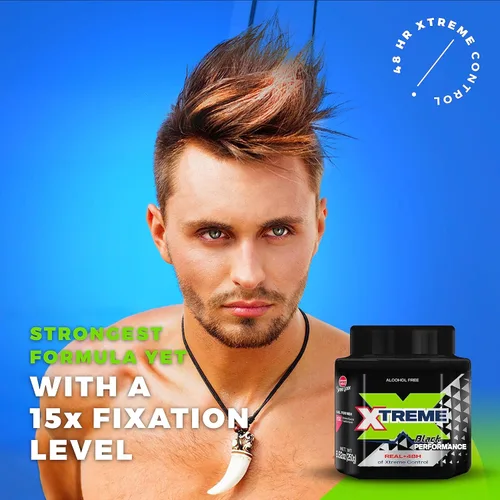 Vista 8 de Xtreme Black Performance Styling Gel para el cabello para hombres, sin alcohol, control Xtreme de 48 horas con aloe vera, tarro de 8.82 onzas