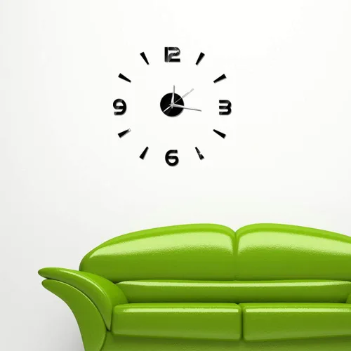 Vista 6 de Reloj de pared DIY sin marco, efectos 3D, elegante reloj de pared decorativo, reloj de pared moderno, calcomanía de pared, decoración de oficina