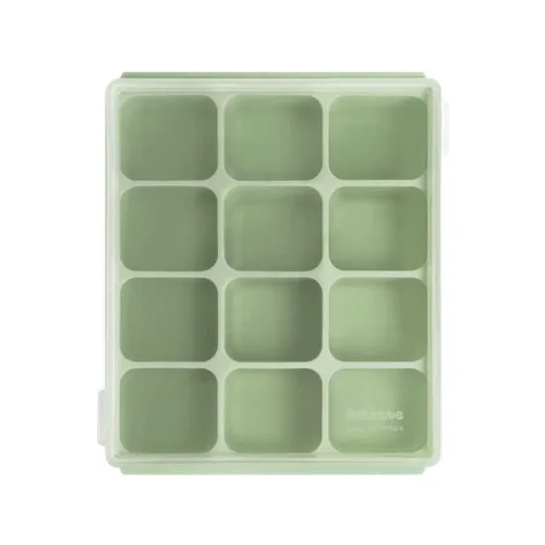 Vista 2 de Bandeja de silicona para congelador, cubos de almacenamiento de comida para bebé con tapa a clip, congelar comida para bebé, sopas, purés, hielo