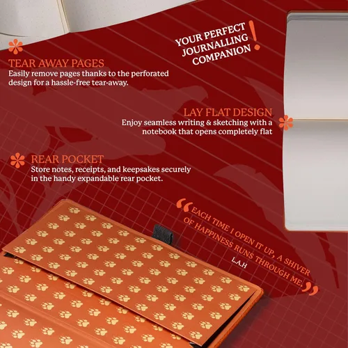 Vista 5 de Dingbats* Cuaderno de escritura con líneas de vida silvestre A5 - Tapa dura de cuero vegano - Ideal para trabajo, viajes - Incluye bolsillo, cierre