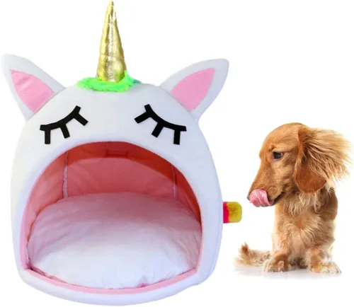 Vista 4 de Hemobllo Unicornio cama para perro, sofá nido de viaje, lavable a mano, cómodo, tamaño s