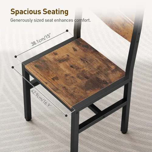 Vista 4 de RALGEND Juego de 2 sillas de comedor, sillas de cocina de madera rústica con respaldos y marco de metal, sillas de comedor modernas estilo granja