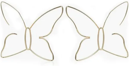 Vista 3 de fxmimior Pendientes colgantes de cadena larga con borlas y diseño de mariposa para mujer, Cobre