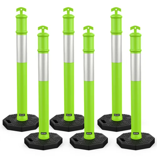 Vista 17 de BATTIFE Poste delineador de 45 pulgadas con base, conos de delineador de tráfico naranja con collar reflectante para práctica de conducción