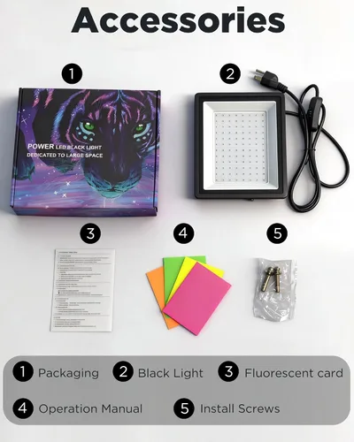 Vista 7 de Luz negra UV de 100 W, impermeable IP66, con enchufe e interruptor integrado. Ideal para fiestas brillantes, iluminación de escenario, pintura
