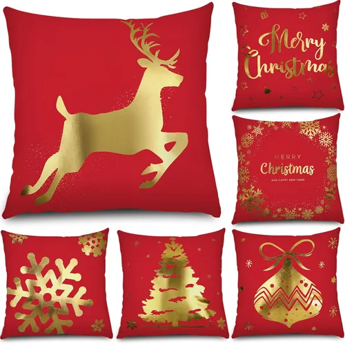 Vista 14 de Tatuo Juego de 6 fundas de almohada de Navidad de 18 x 18 pulgadas, fundas de almohada decorativas para Navidad, fundas de cojín para decoración