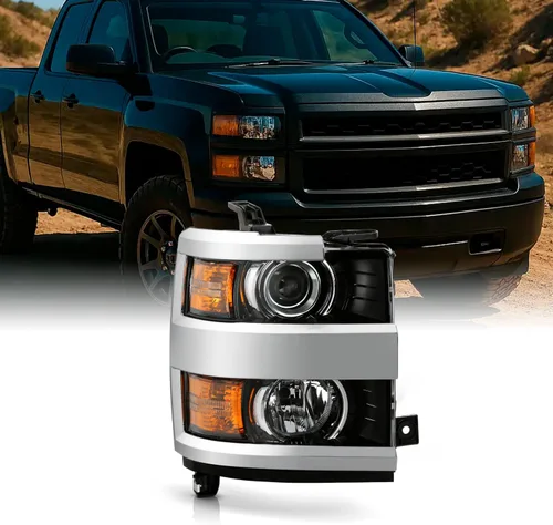 Vista 6 de AKKON - Compatible con Chevy Silverado 2500 3500 HD OE Chrome 2015-2019 Faros delanteros de repuesto izquierdo y derecho