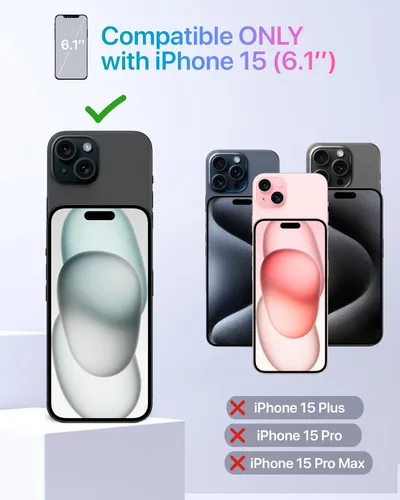 Vista 2 de TORU CX Slim - Funda tipo cartera para iPhone 15, funda protectora a prueba de golpes resistente con tarjetero oculto y ranura para tarjetas, espejo