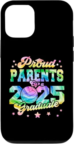 Vista 26 de iPhone 16 Parents of a 2025 Graduate Tie Dye Graduation VolleyBall Case