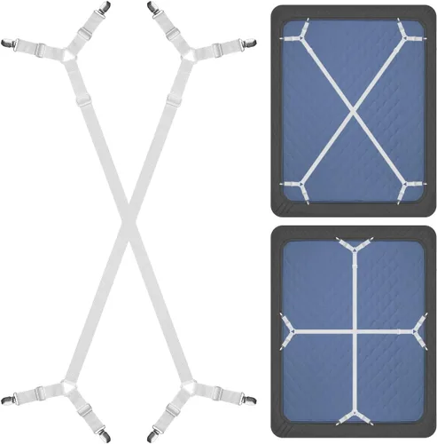 Vista 9 de ZHOUBIN Correas de soporte de sábanas, correas elásticas ajustables entrecruzadas, correas de sujeción para todas las sábanas, fundas de colchón