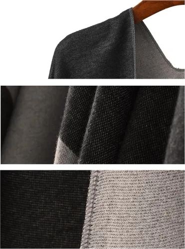 Vista 5 de YnimioAOX Poncho envolvente tipo chal para mujer, capa frontal abierta para otoño e invierno