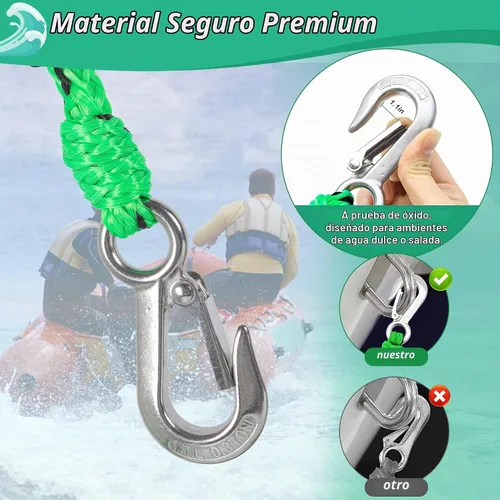 Vista 3 de Arnés de remolque autocentrante para deportes acuáticos con bola de espuma, arnés de remolque de barco resistente con 2 jinetes permanentes de acero