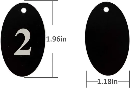 Vista 2 de Aleación de aluminio Oval número etiqueta clave etiqueta con llaveros Negro
