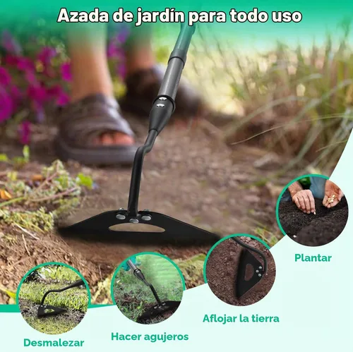 Vista 6 de Azada de jardín para deshierbe, azada de deshierbe resistente para eliminación rápida de malezas y césped, aflojamiento del suelo, excavación