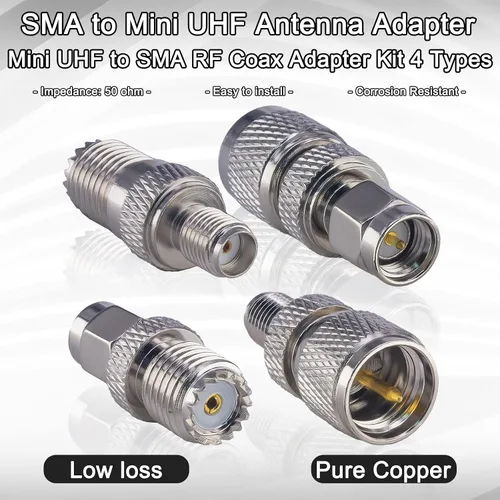 Vista 4 de onelinkmore SMA to Mini-UHF Adapter Kit 4-Type Macho/Hembra Cuatro transiciones SMA a mini-UHF macho/hembra para radios móviles heredadas
