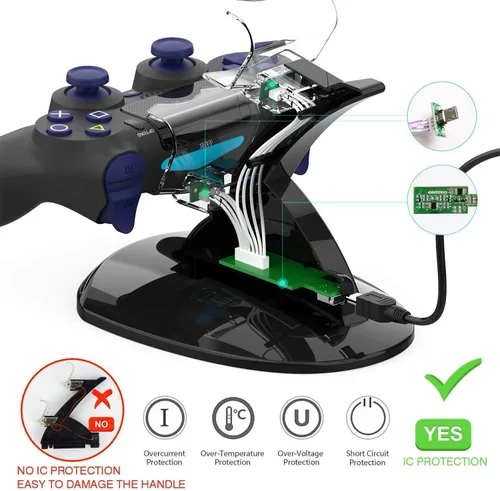Vista 6 de Playstation4 Regular Slim Pro Controller Charger, SUNKY LED Gaming Console Charging Stand USB Dock Station Mount Cradle for Sony PS4