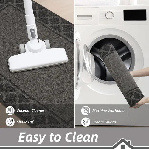 Vista 8 de BEQHAUSE Tapete para puerta atrapador de suciedad, antideslizante, absorbente, de bienvenida, de bajo perfil, lavable, para patas fangosas, entrada