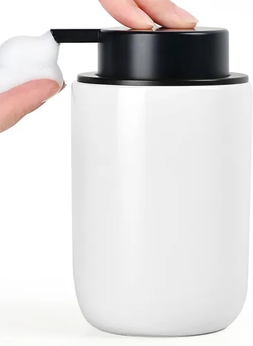 Vista 12 de BosilunLife Dispensador de jabón de espuma – Dispensador de espuma de cerámica para lavado de manos para baño, dispensador de jabón pequeño moderno