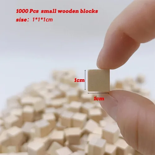Vista 2 de Bloques de madera para manualidades, cubos de madera sin terminar, bloques cuadrados de madera de pino natural de 1 cm, cubos de madera para artes