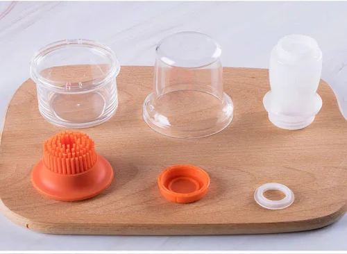 Vista 8 de AKOAK Paquete de 1 cepillo de silicona para botella de aceite de prensado con tapa, botella de salsa para hornear, aderezo, ensalada, cepillo