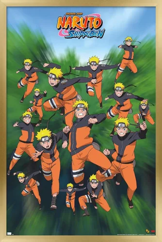 Vista 19 de Trends International Naruto Shippuden - Póster de pared de poses, 14.725 x 22.375 pulgadas, versión enmarcada de madera de granero