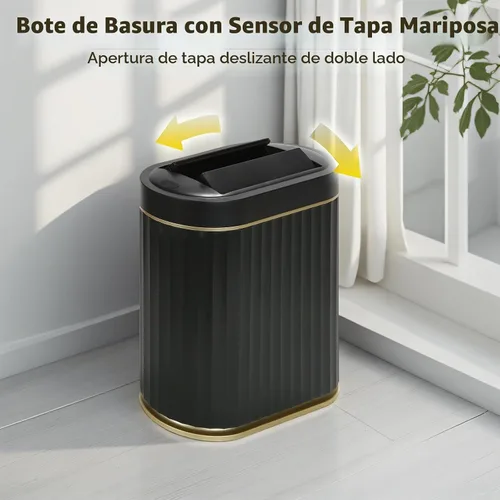 Vista 6 de SYNCVIBE Basurero de Baño con Tapa Butterfly de 2 Galones con Sensor, Bote de Basura Impermeable IPX5, Papelera Delgada Automática, Papelera Bajo