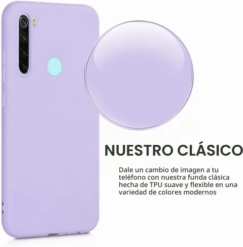 Vista 3 de kwmobile Funda compatible con Xiaomi Redmi Note 8 (2019/2021) - Funda protectora de silicona TPU suave y delgada - Lavanda