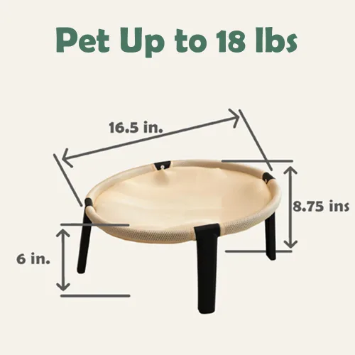 Vista 3 de Hamaca elevada para gatos, tumbona extraíble de malla lavable para Crema