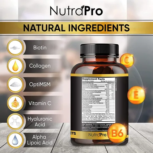 Vista 5 de NutraPro Vitaminas para el crecimiento del cabello para hombres, suplemento anti pérdida de cabello.
