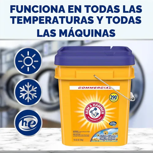 Vista 3 de Arm & Hammer detergente en polvo para la ropa, Crisp Clean, cubo de 18 libras