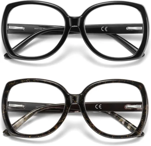 Vista 2 de Gafas de lectura bifocales para mujer, ojo de gato, bloqueo de luz azul, lector de computadora, parte superior transparente, sin transición
