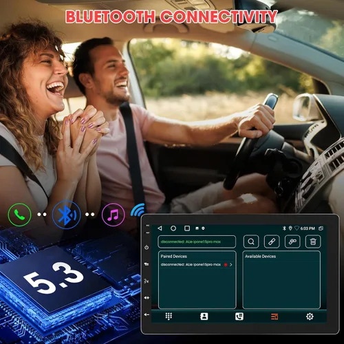 Vista 5 de Single Din 10.1 "CarPlay Stereo: Pantalla táctil automática inalámbrica giratoria de Android Bluetooth Phonelink GPS Navegación WiFi Dual USB AM