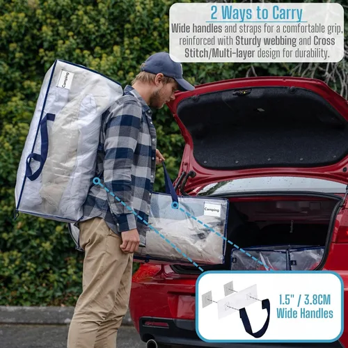 Vista 44 de VENO Paquete de 6 bolsas de mudanza resistentes con correas de mochila, cremalleras y asas, bolsas de embalaje extragrandes para artículos