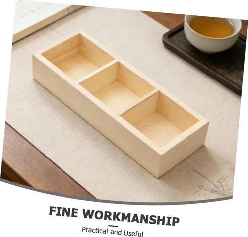 Vista 3 de CHILDWEET Wooden Tea Bag Holder Box with 3 Compartments for Small Packets