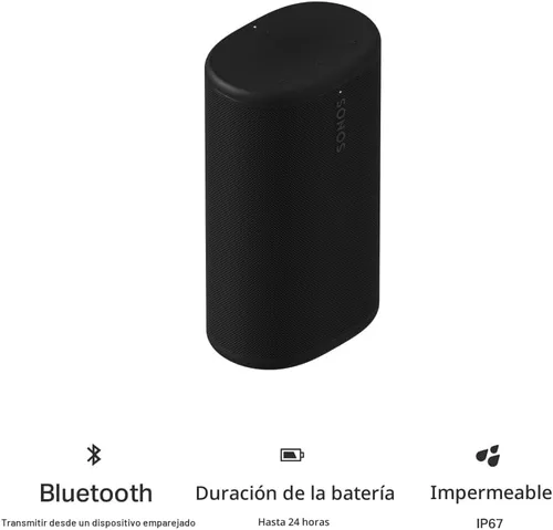 Vista 10 de Sonos Play - Altavoz Bluetooth portátil con WiFi, Alexa, batería de 24 horas, base de carga, color negro