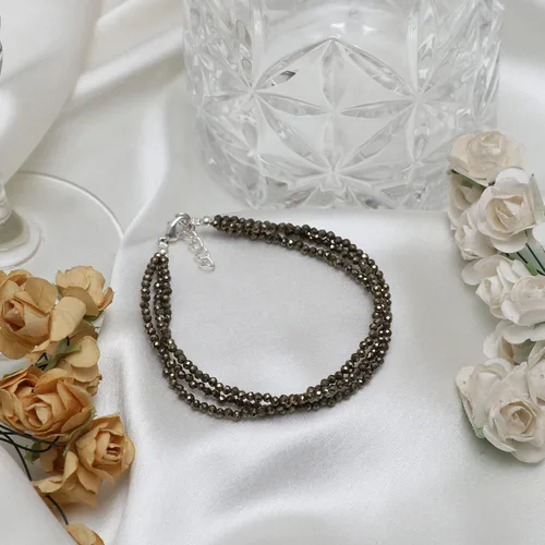 Vista 16 de Gempires - Pulseras de cuentas naturales de múltiples hebras, ligeras, hechas a mano, hipoalergénicas, de 8 pulgadas, chapadas en oro, elegantes