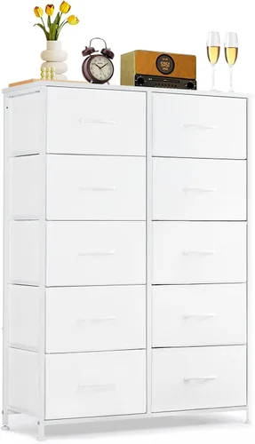 Vista 15 de Cómoda de 7 cajones para dormitorio, tela organizadora de almacenamiento Marrón